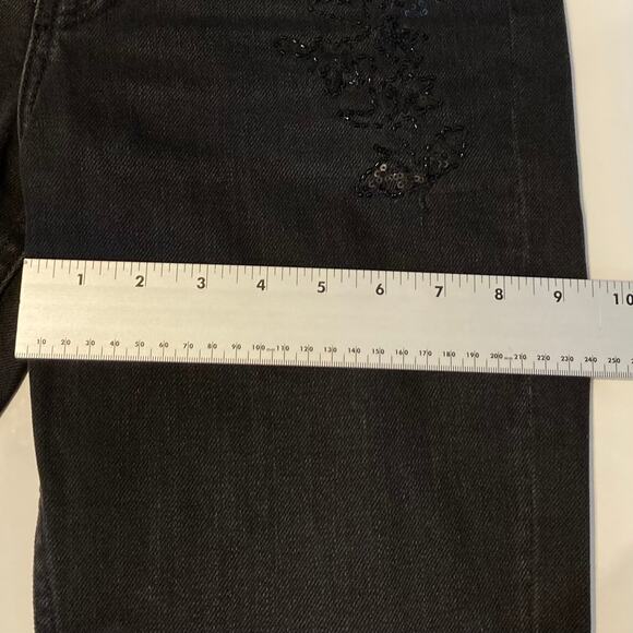 NWT SANDRO PARIS Jeans 36 Waist~27”Black Sequins Embroidery RawHem Straight”Alis - Picture 11 of 16
